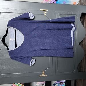 Blue perfect tee with green polka dots